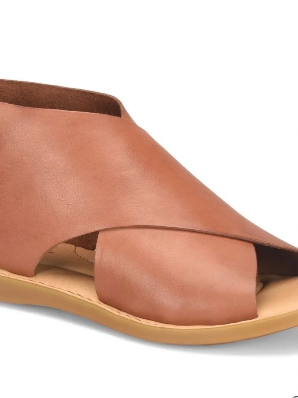 Born Tan Brown Leather Slide Sandals